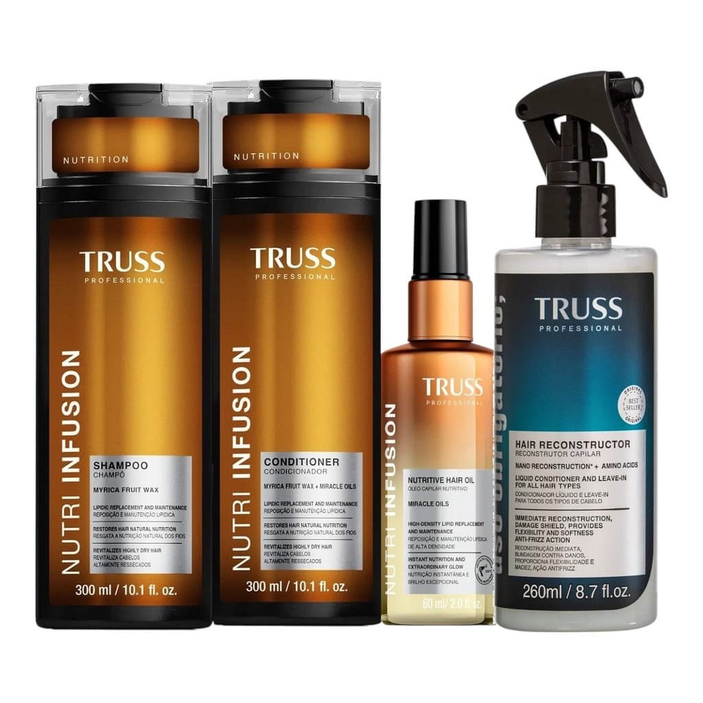 Kit Truss Nutri Infusion - Shampoo 300ml + Condicionador 300ml + Óleo 60ml + Uso Obr. Reconst. Capilar 260ml