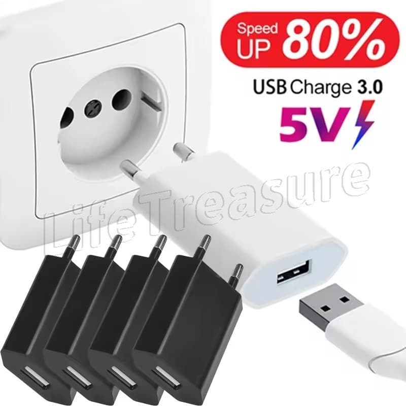 Plugue Universal Da Ue-Mini Carregador De Parede USB Para Viagem-Adaptador De Energia 5V/1A-Carregadores De Celular-Tele