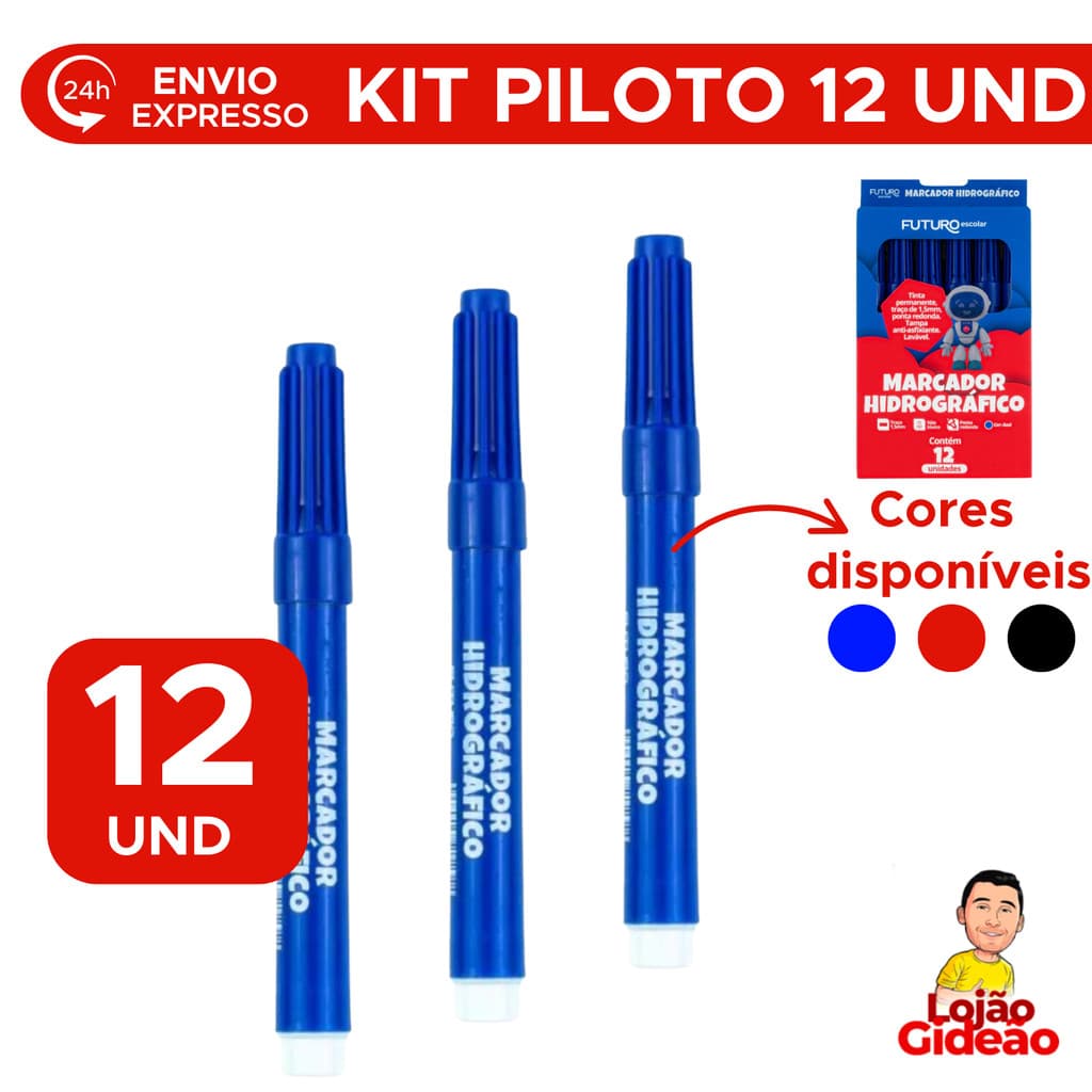 Kit 12 Canetão Permanente Ponta Redonda Cores Revenda