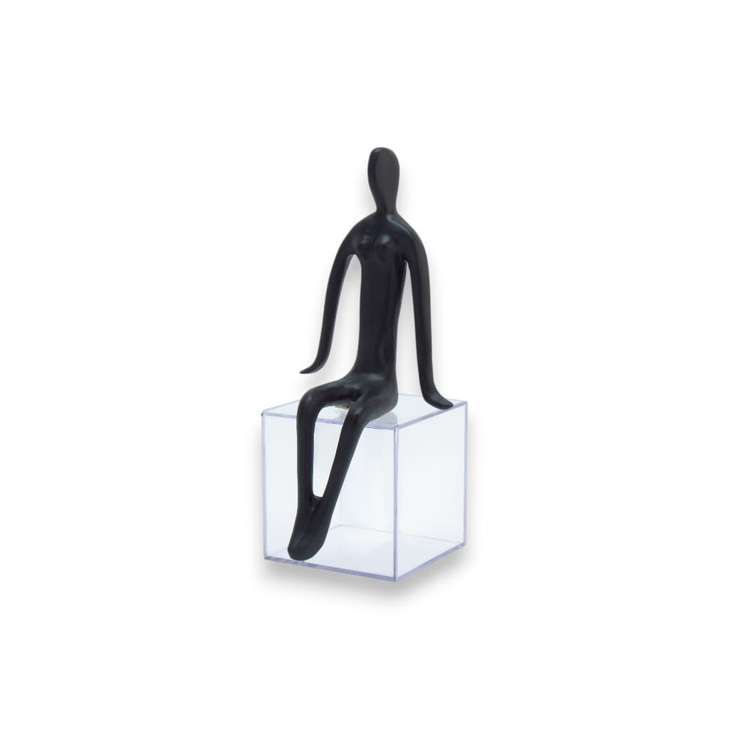 Escultura Decorativa Perfil Feminino Alumínio Cor Preta