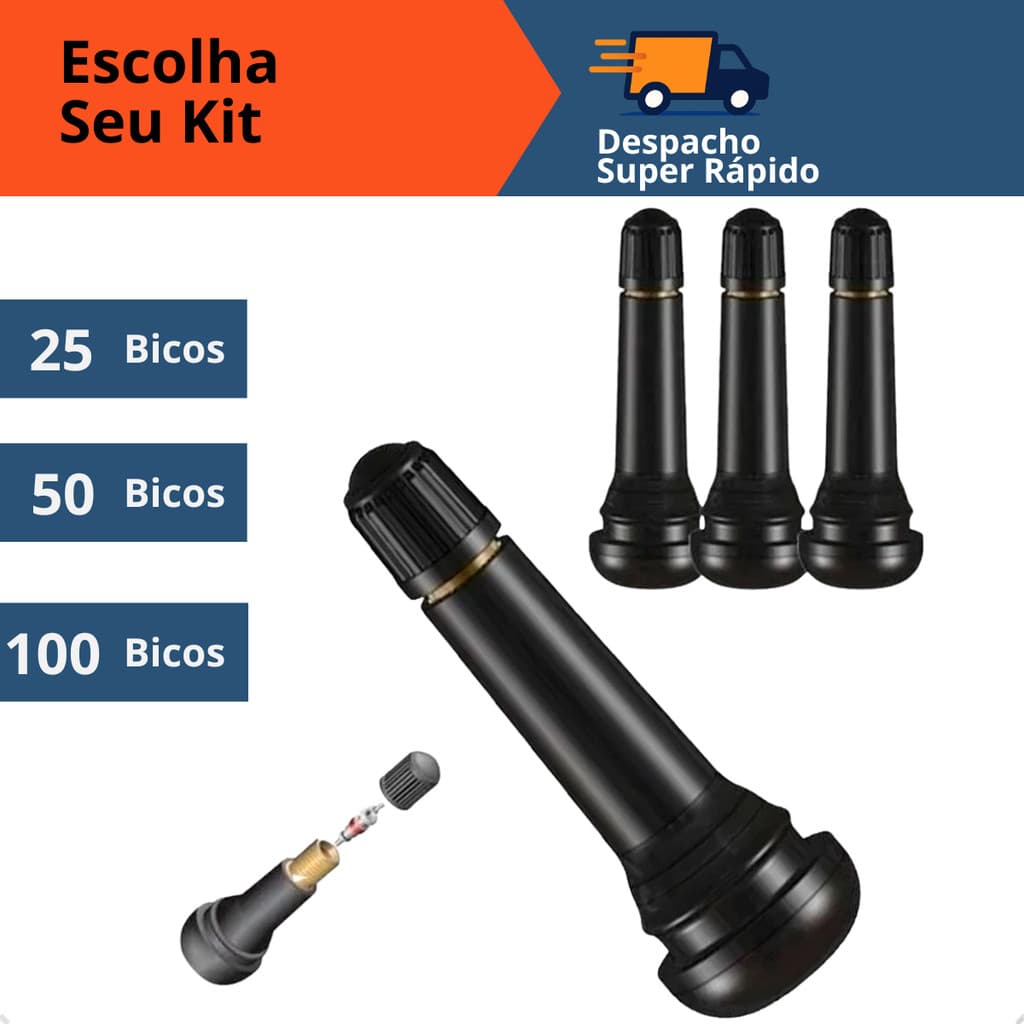 Bico Válvula Tr-414 Pneu S/ Câmara 100 Peças - Rotta Original Com Nota Fiscal