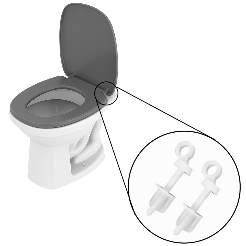 Assento Sanitário Tampa Oval Soft Cinza Escuro + Parafuso de fixação para assento sanitário