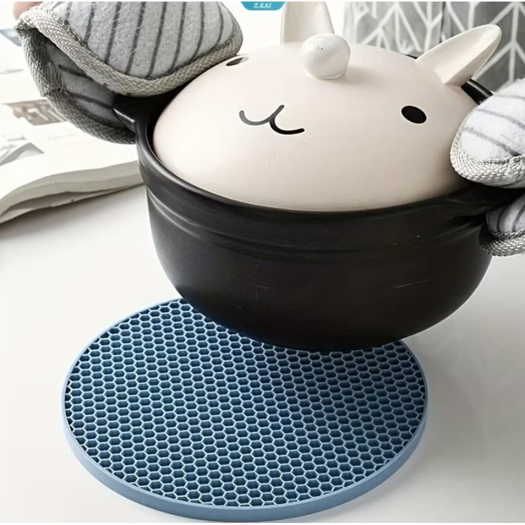 Descanso de Panela de Silicone Azul Caribe