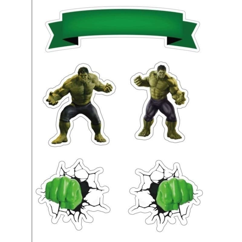 Topo Topper de Bolo Incrivel Hulk Personalizado Nome Idade