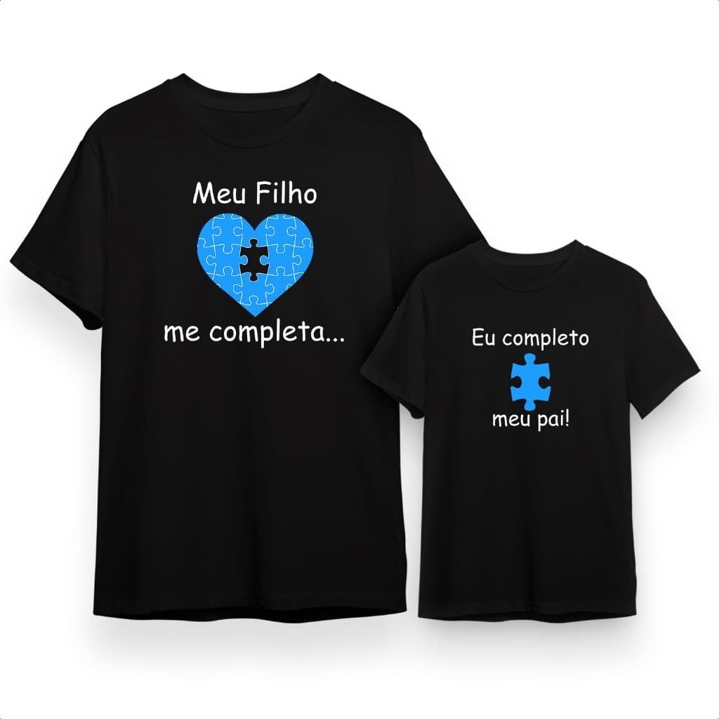 Dia dos Pais Kit 2 Camisetas Quebra Cabeça Coração/ Kit Pai e Filho Geek 100% Algodão Envio Imediato