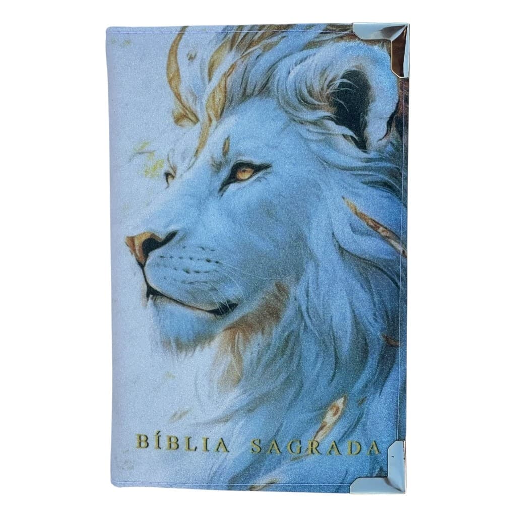 Biblia Sagrada Evangélica Leão Glitter Dourado Com Borda Dourada Almeida Com Harpa