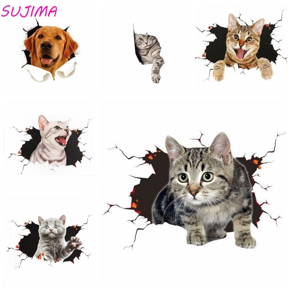 Adesivos De Gato 3D Para Carro SUJIMA , Adesivo De Gatos De Simulação À Prova D'água Universal Em PVC