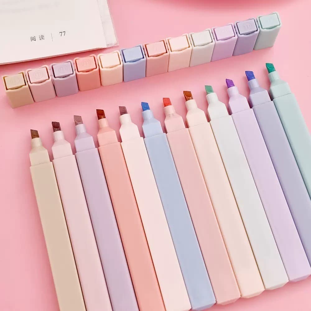 Kit 6 Cores PASTEL Protetor Olhos Marca texto Caneta Iluminador Quadrada Barato
