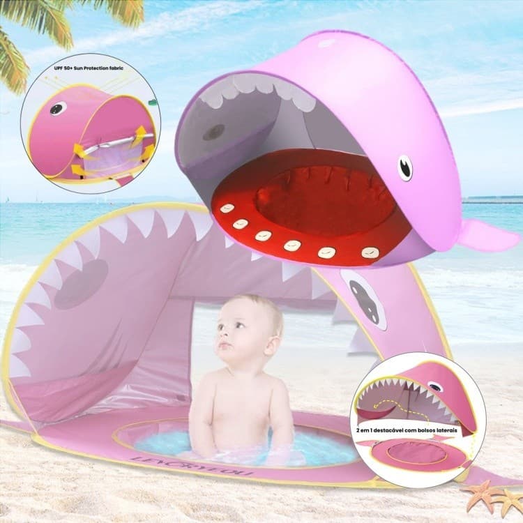 Barraca Infantil Praia Pop Up Proteção UV, Impermeável Tenda para Piscina e Brincadeiras Presente (2 MODELO)