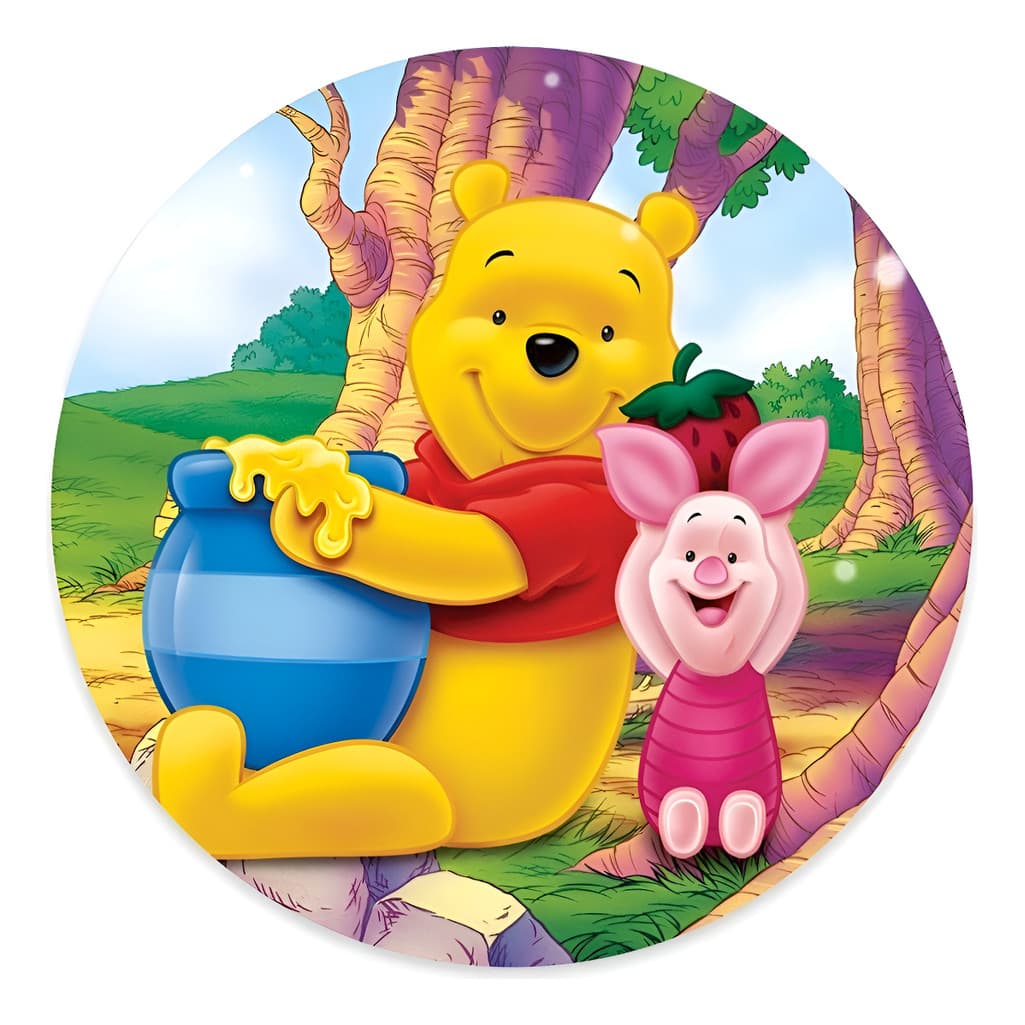 Capas Painel Redondo Mini Ursinho Pooh Tigrão 50x50cm Veste Fácil Decoração