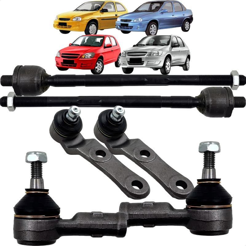 Kit Pivô Suspensão Barra Axial Terminal Direção Hidráulica GM Celta Corsa Classic Prisma 1998 A 2010