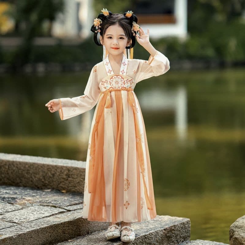 [Estoque pronto, envio rápido] Vestido Tangbao infantil chinês Hanfu 2025