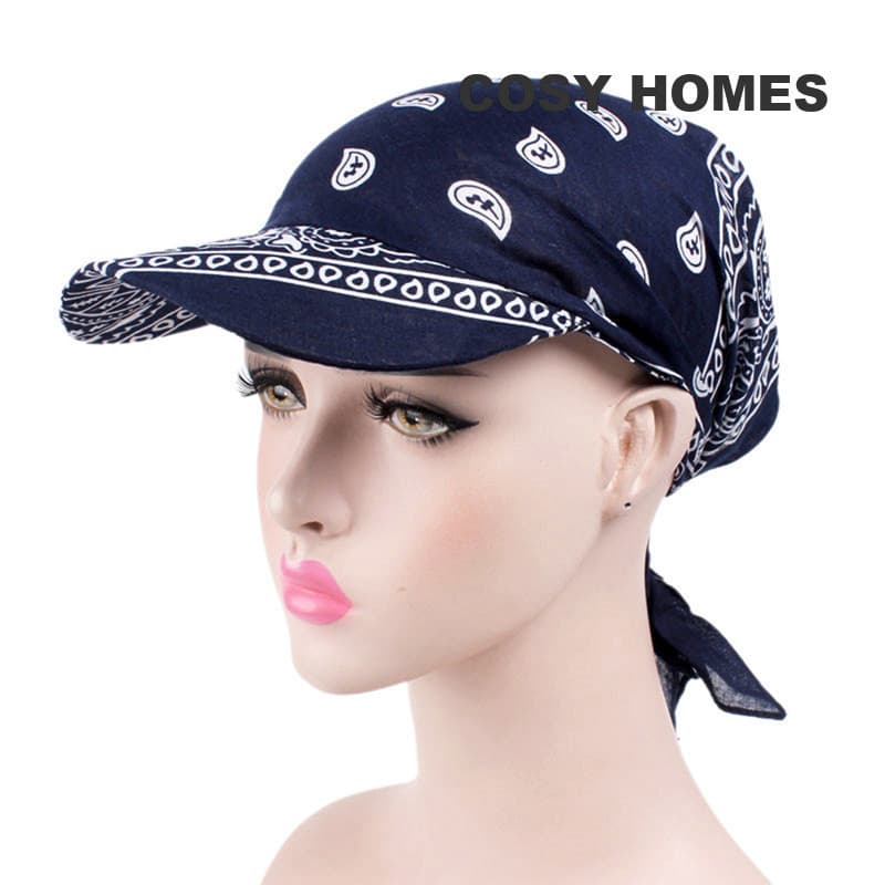 Bandana Turbante Chapéus Lenço Quadrado Chapéu Boho Floral Gravata Nó Boné De Beisebol Ajustável Feminino Viseira De Sol