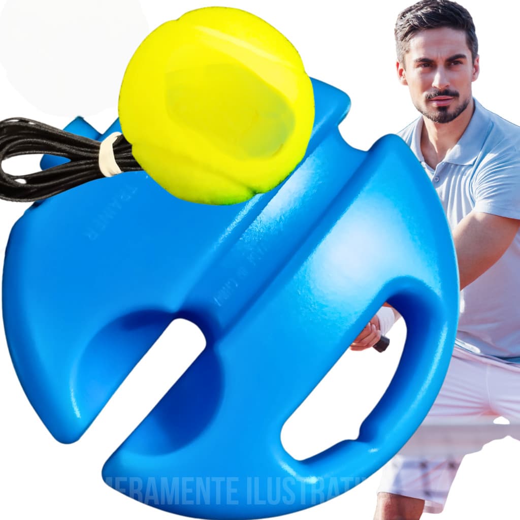 Base De Treino Tênis Pro Azul C Bola Elástico Lançador