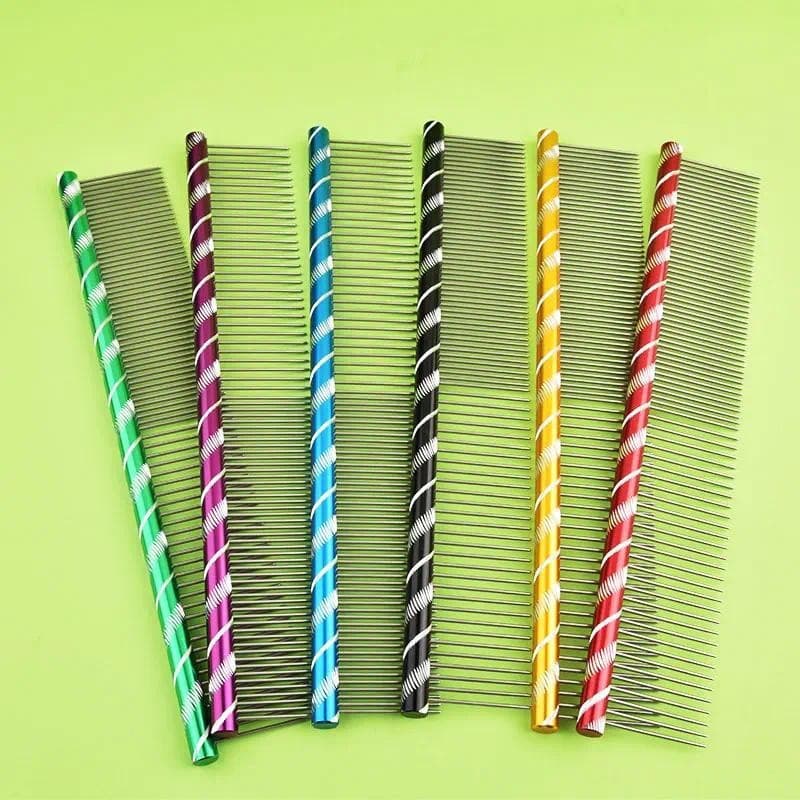 6 Colorido Pet Cão Pente Reto Gato Escova De Limpeza 16/19/20/25cm Aço Inoxidável Leve Animais De Estimação Aliciamento