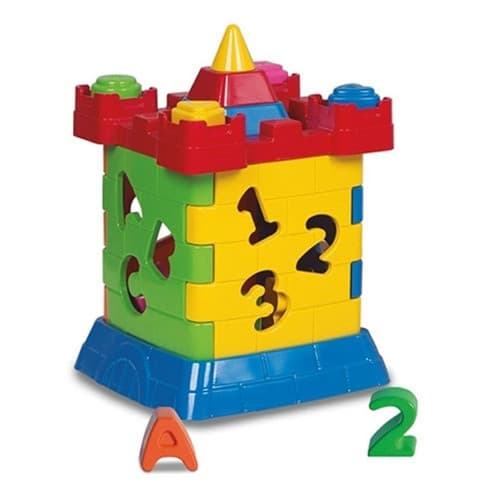 Castelinho Castelo Cubo Didático De Montar C/ Peças Educativas Colorido