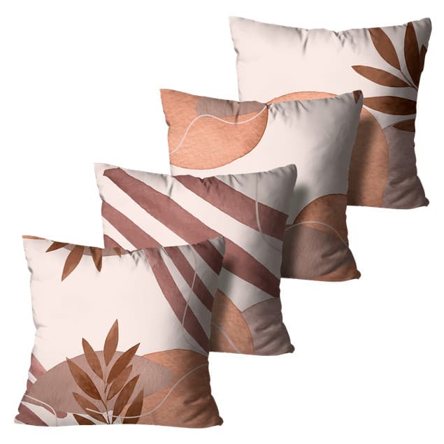 Kit com 4 Capas de Almofadas Decorativas Boho Bege 45x45