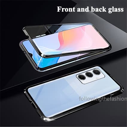 Para Samsung Galaxy A55 5G A35 A25 A15 4G 2024 Caixa Do Telefone Estrutura Metálica Magnética Vidro Duplo Temperado 360 ° Capa Protetora À Prova De Choque Full Fashion Hard