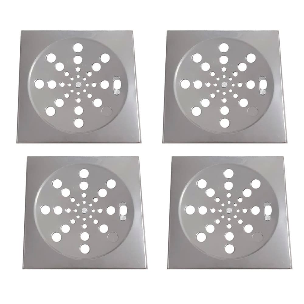Kit com 4 Grelha Inox Quadrada - com Fecho - p/ Ralo 10cm x 10cm