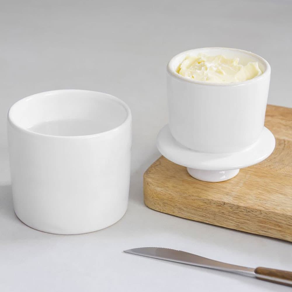Manteigueira Francesa Porcelana Branca