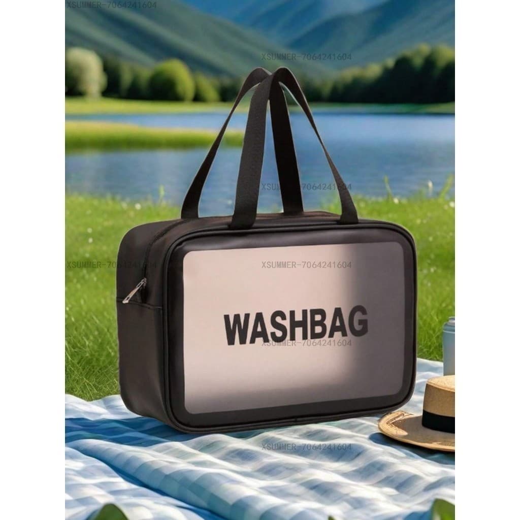 Saco-De-Cosmética-Transparente-Para-Viagem-Feminino-Lavagem-PVC- tamanho 31 X 22 X 12cm HZB04