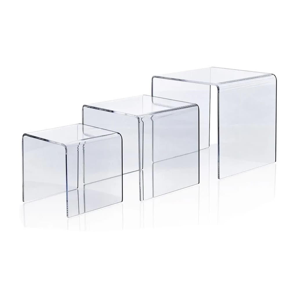 Plataforma Expositor Acrílico PS Para Vitrine 3 Unidades