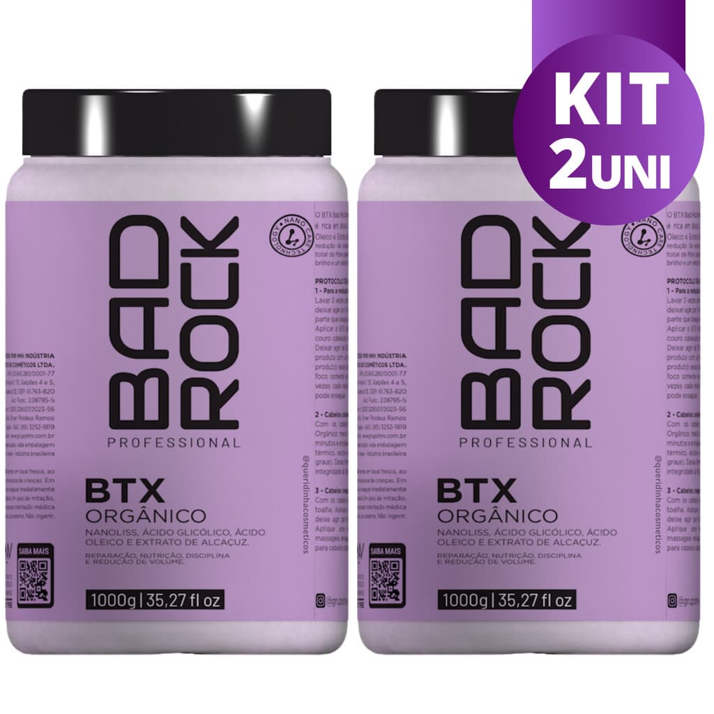 Kit 2uni Btox Orgânico Hanova Bad Rock 1Kg