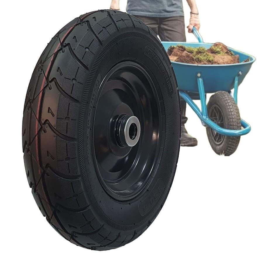 Roda 3.50-8 C/ Pneu Câmara P/ Carrinho De Carga Carriola Obras C/ Rolete 1"
