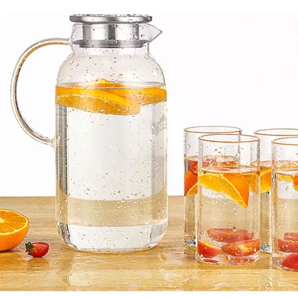 Jarra De Vidro Com Tampa Aço Inox 1.8 Litros