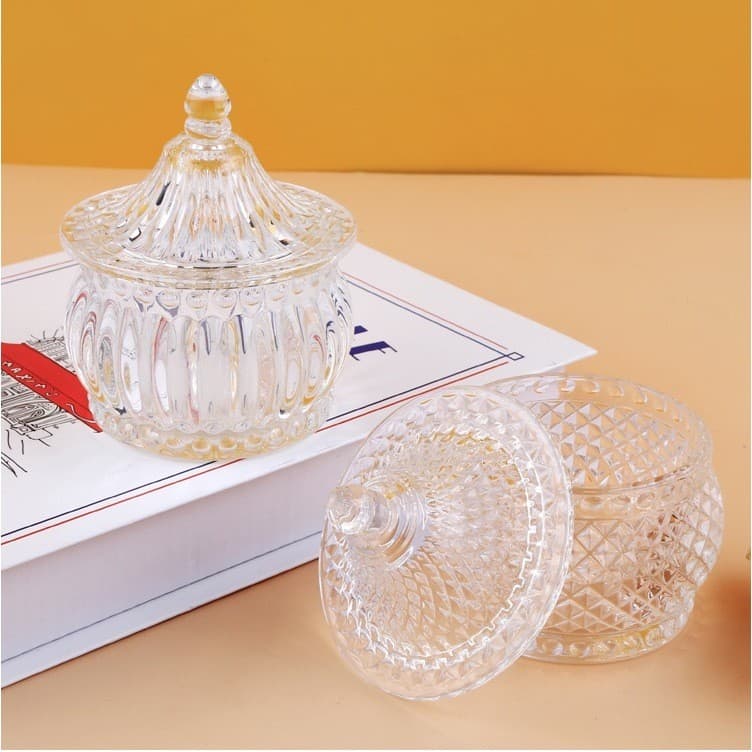 Mini Bomboniere Vidro 10cm Com Tampa - Sortido Decorativo De Cristal