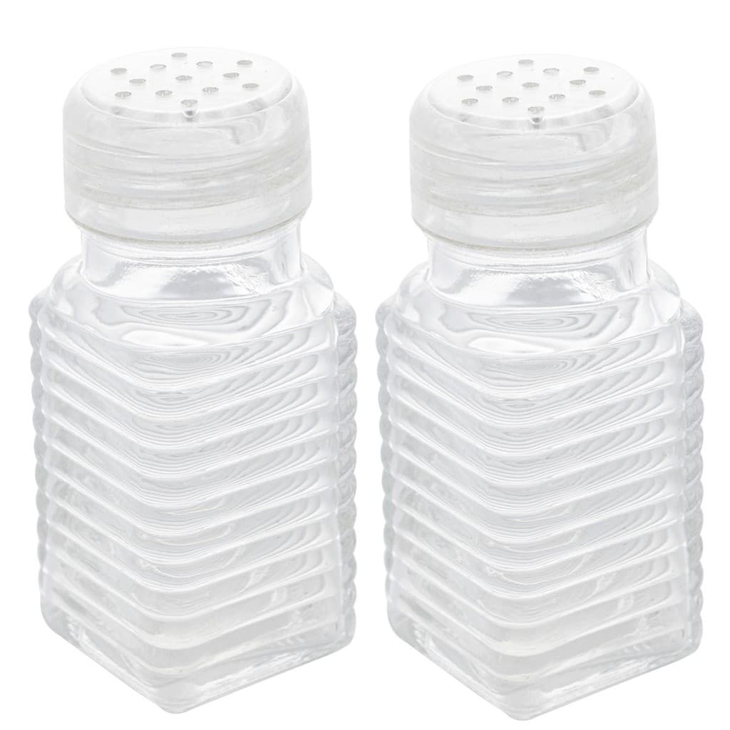 2 Potes Lyor 80ml Temperos Quadrado de Vidro Saleiro Pimenteiro com Tampa Plástica