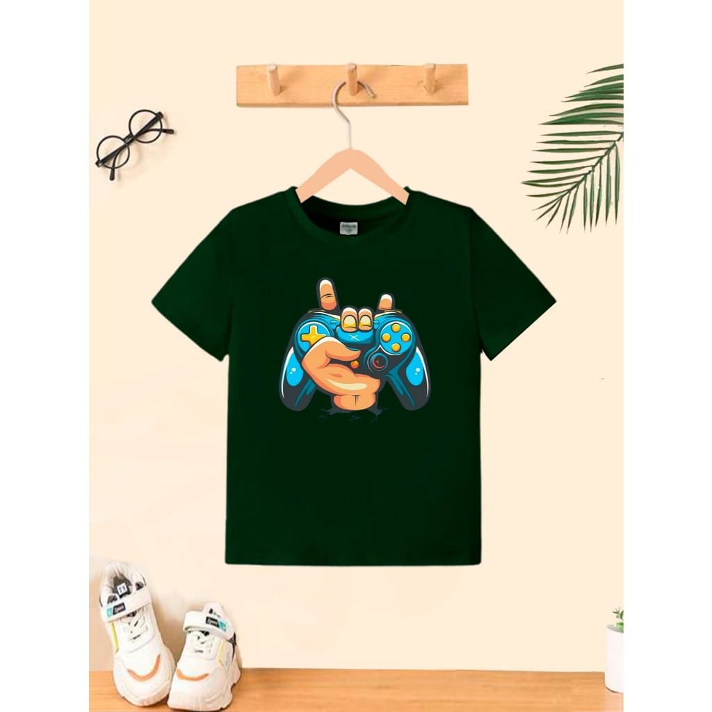 Camiseta Infantil Manga Curta T-shirt Juvenil Teen Game Mão Moda Boy Algodão Gola Redonda