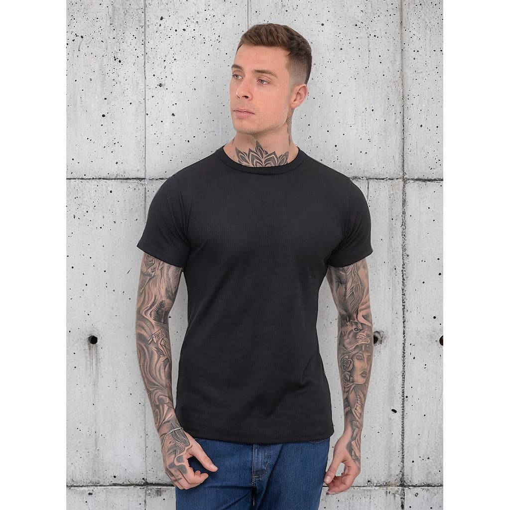 Camiseta Canelada Manga Curta T-shit  Americana Gringa