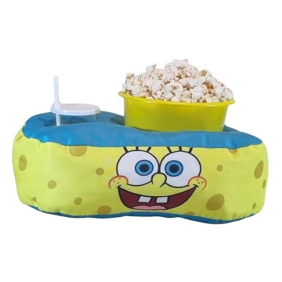 Almofada Porta Pipoca com Balde , Copo e Canudo Bob Esponja - Mabruke