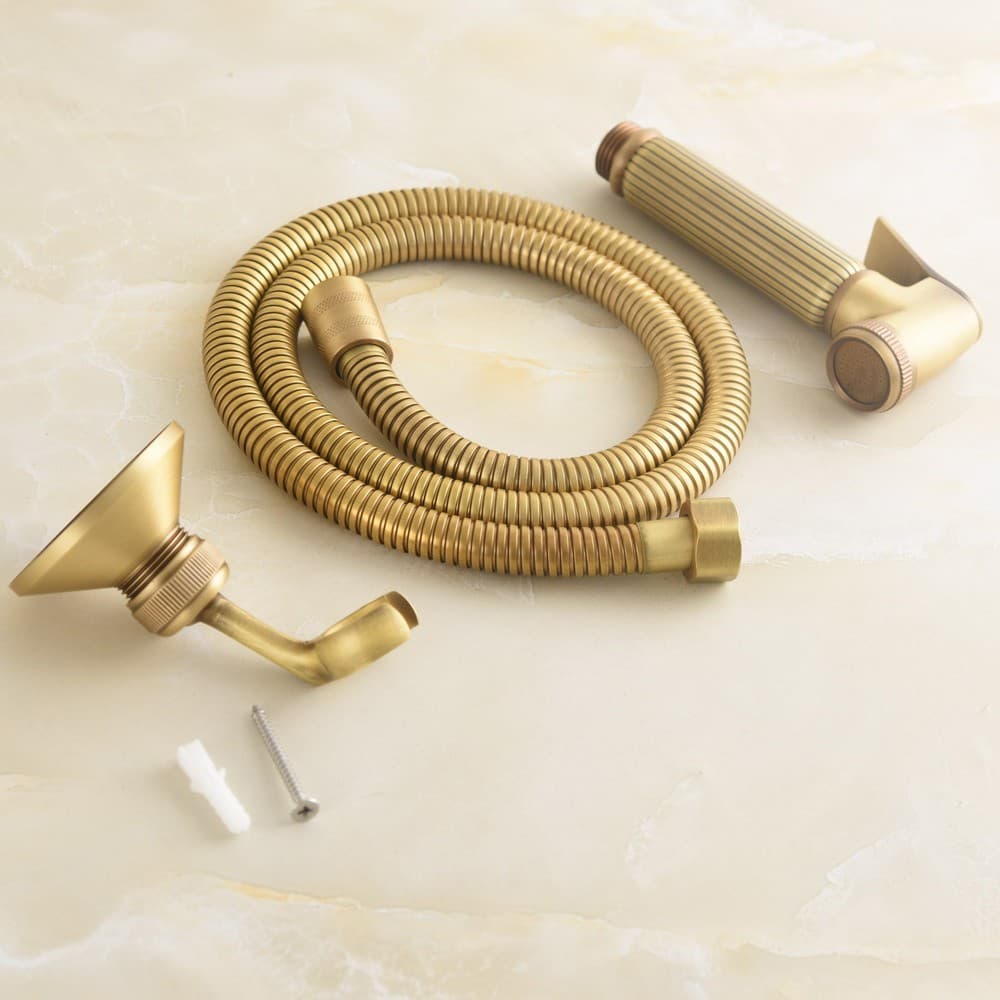 Conjunto De Pulverizador De Bidê De Mão De Latão Antigo Chuveiro + Tubo De Mangueira De 1M + Suporte zhh504