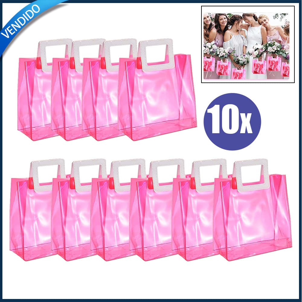 10x PVC Tote Saco com alça 20x18x10cm Glitter Acompanhamento Saco para Festa Casamento Festival