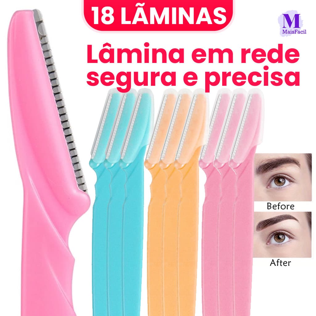 Kit com 6/12/18 Lâminas para Sobrancelhas com Protetor para Acabamento dos Pelos do Rosto