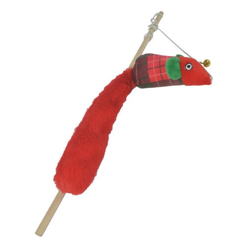 Kit C/2 Varinha Madeira e Rato Pelúcia Para Gatos Great Pets