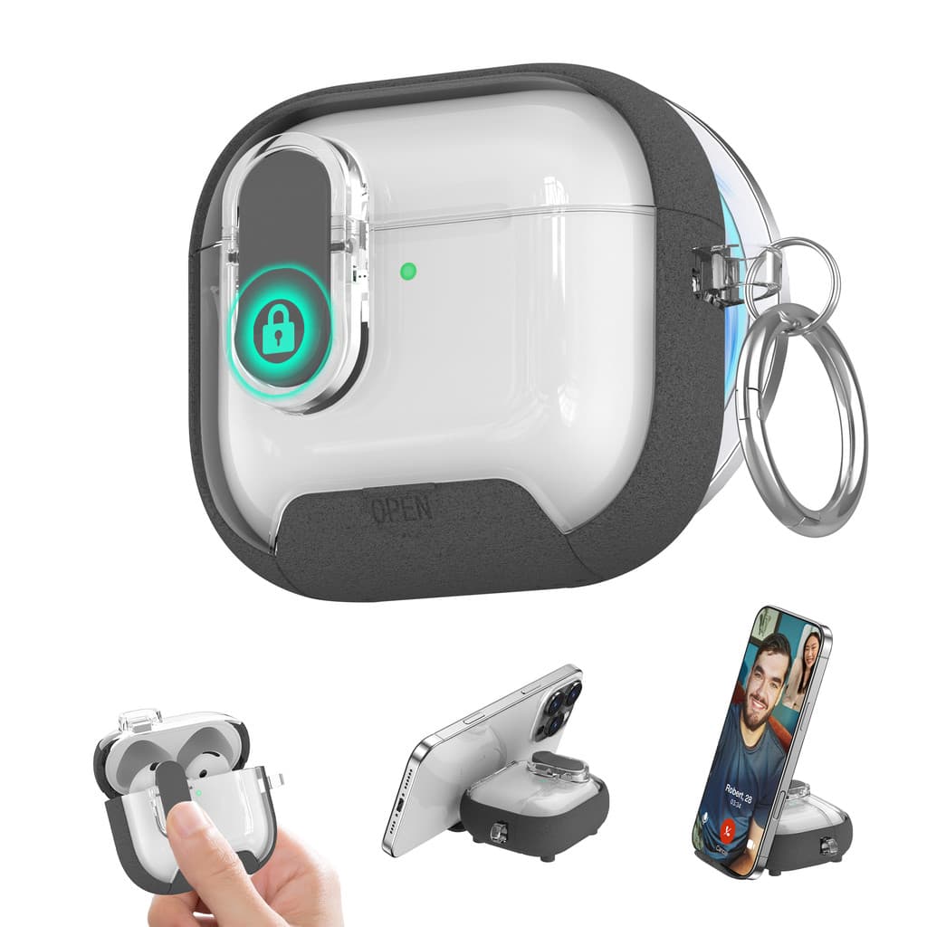 Capa De Proteção Com Clipe De Bloqueio Seguro Para AirPods 4 Pro 2 Conector Magnética
