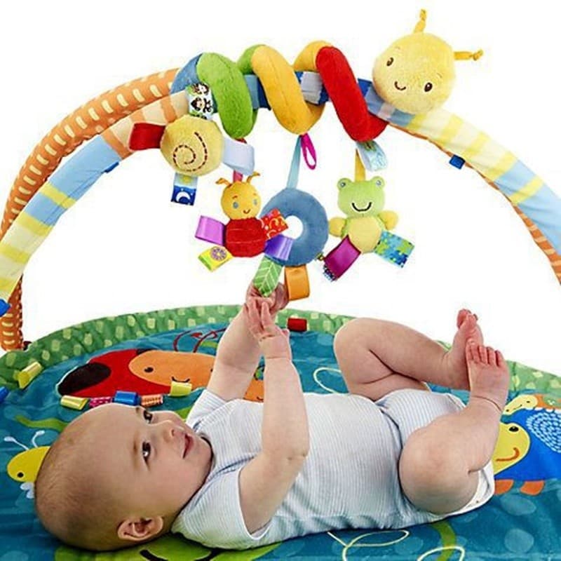 Brinquedo depelúcia em forma de lagarta, adequado para cama, carrinho de bebê e mesa, adequado para bebês de 0 a 3 anos.