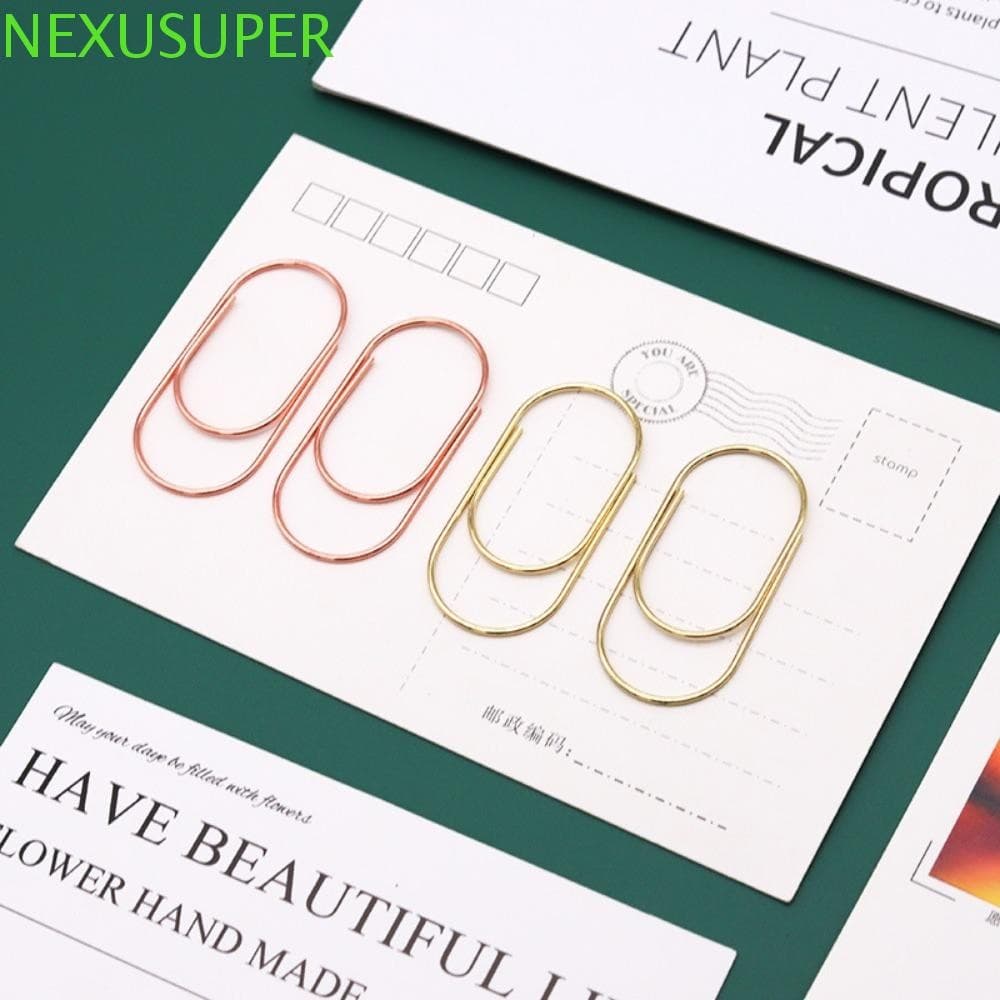 NEXUSUPER 10 Peças De Clipes De Papel De Tamanho Grande , Grandes E Largos De Papelaria De 50 Mm , Ouro Rosa