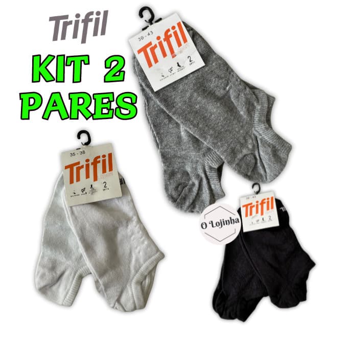 Kit 2 Pares Meia Sapatilha Invisível Trifil | Cano Invisível | Unissex