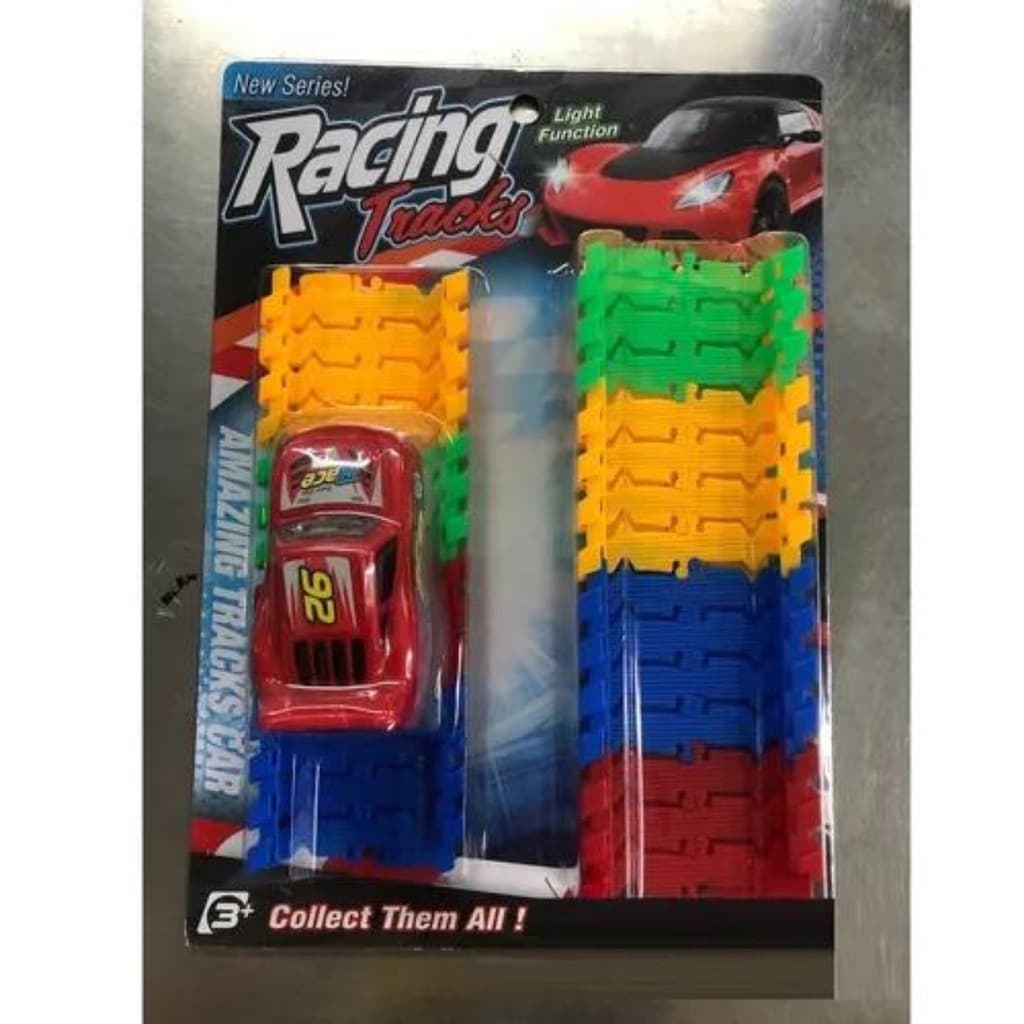 Carrinho trilha pista flexível maluca montável com 1 carrinhos elétrico 56 peças