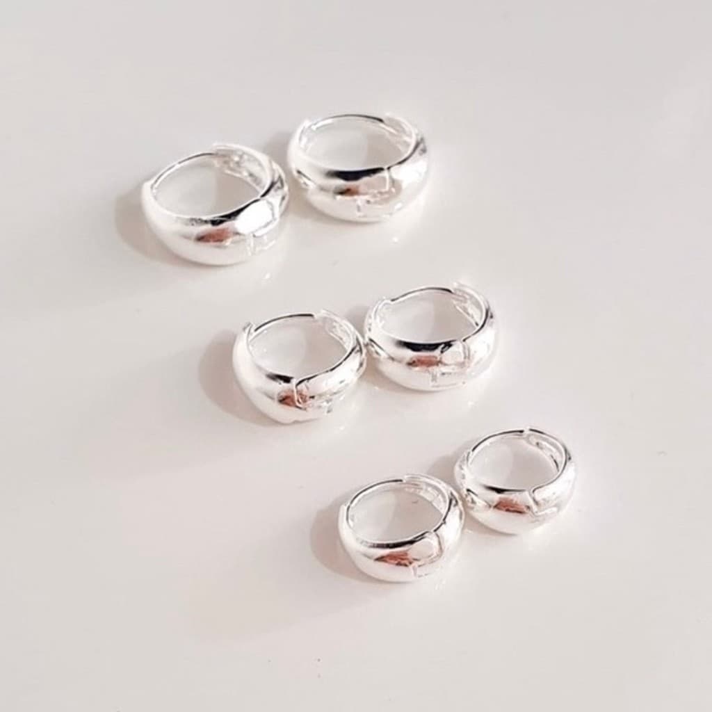 Kit Trio Argolas Prata 925 Banhada 9mm 11mm 13mm