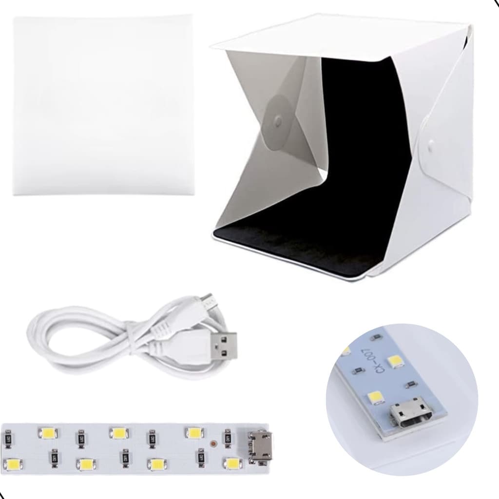 Mini Estúdio Fotográfico Led Studio Box Portátil com Fundos
