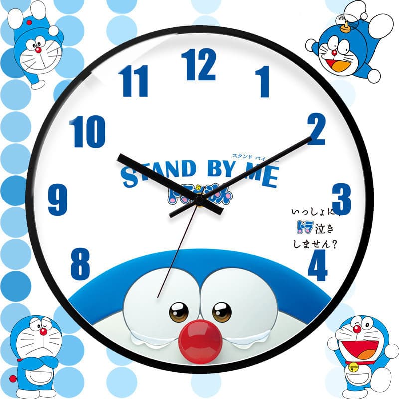 [Panda] Relógio de parede Relógio de parede de desenho animado Doraemon de 35 cm Relógio mudo para quarto infantil Relóg