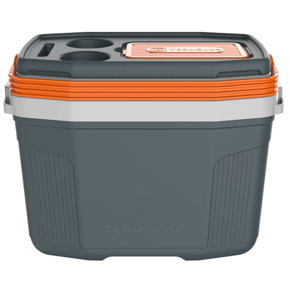 Caixa Termica Termolar 20l Cinza/laranja - C/ Porta Copos
