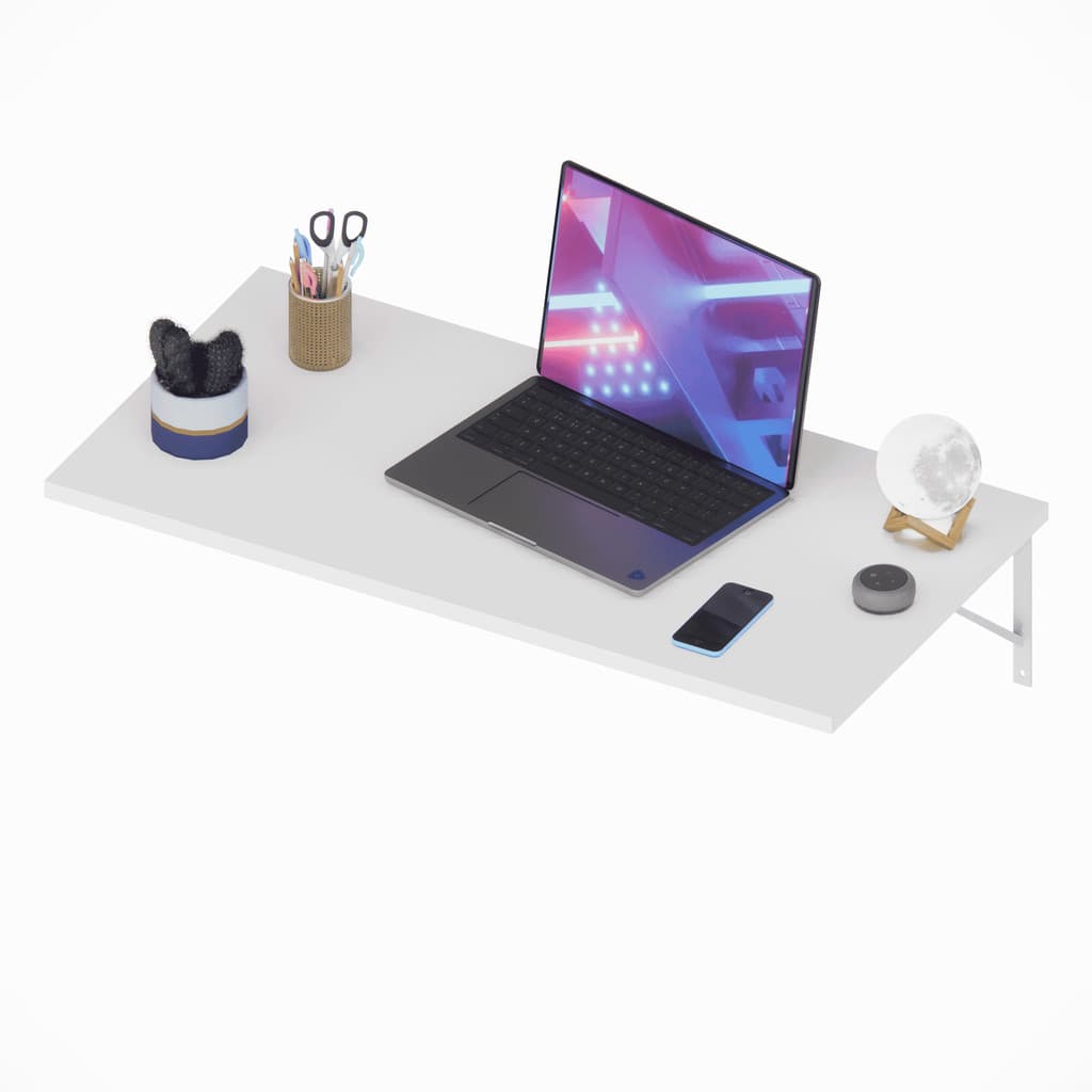 Mesa Escrivaninha MDF 70 cm Branco Suspensa Moderna Home Office Quarto Estudo Computador Notebook