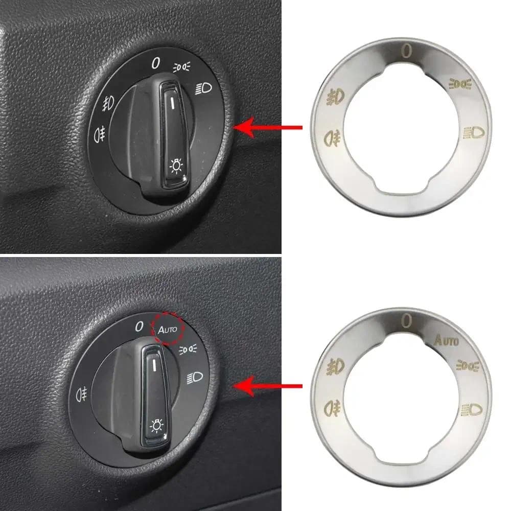 Luzes De Cabeça Do Carro Interruptor Painel Capa Adesivo Guarnição Para Volkswagen VW T-roc Troc 2017-2024 Acessórios