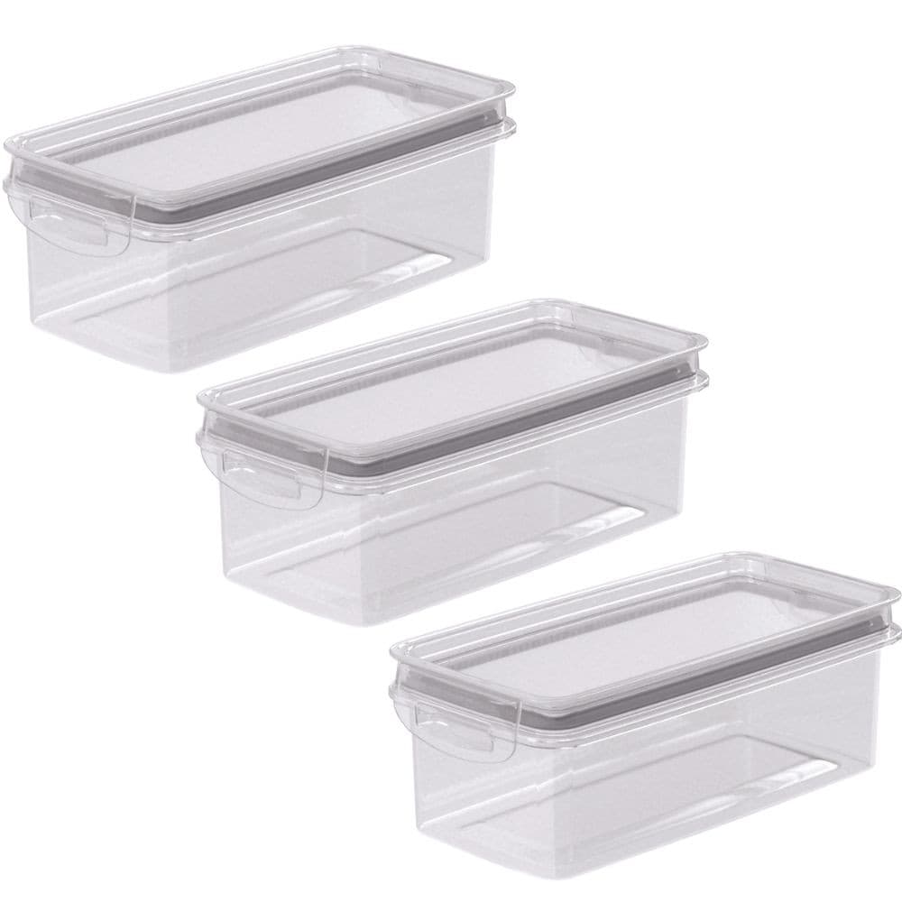 Porta mantimentos hermético Trava Mais 875ml fendi com 3 unidades Plasutil ref.9918